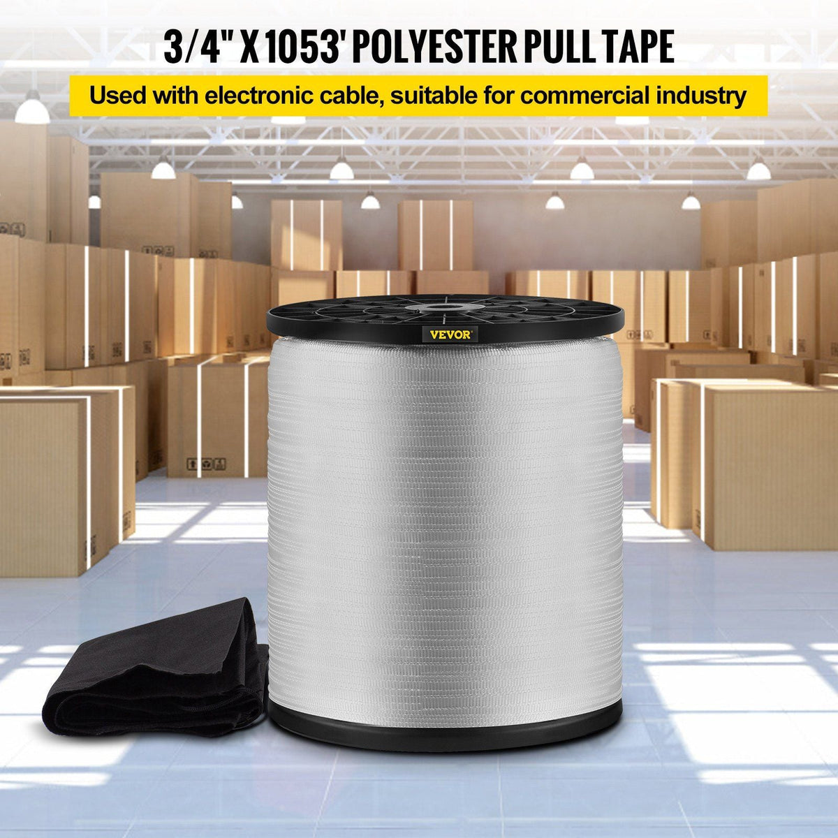 2500Lbs Polyester Pull Tape, 1053' x 3/4" Flat Tape for Wire & Cable Conduit Work Variable Functions, Flat Rope for Pulling/Loading/Packing in Any Weather CONDITON