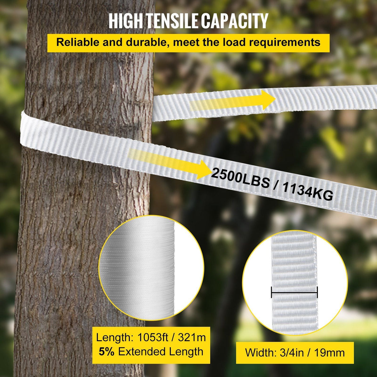 2500Lbs Polyester Pull Tape, 1053' x 3/4" Flat Tape for Wire & Cable Conduit Work Variable Functions, Flat Rope for Pulling/Loading/Packing in Any Weather CONDITON