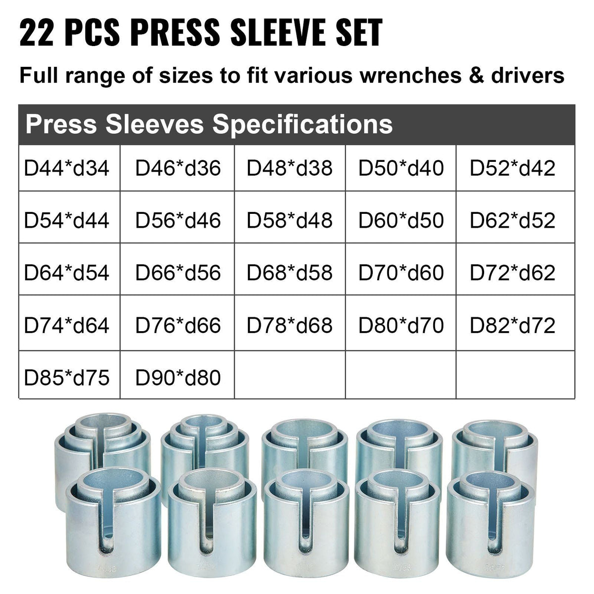 27 PCS Pull and Press Sleeve Kit, 45# Steel Removal Installation Bushes Bearings Tool Kit, Bush Removal Insertion Sleeve Tool Set Works on Most Cars and LCV, HGV Engines