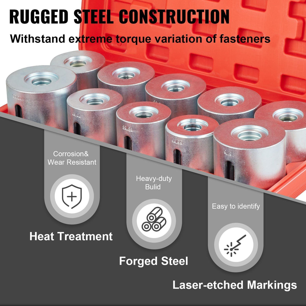 27 PCS Pull and Press Sleeve Kit, 45# Steel Removal Installation Bushes Bearings Tool Kit, Bush Removal Insertion Sleeve Tool Set Works on Most Cars and LCV, HGV Engines