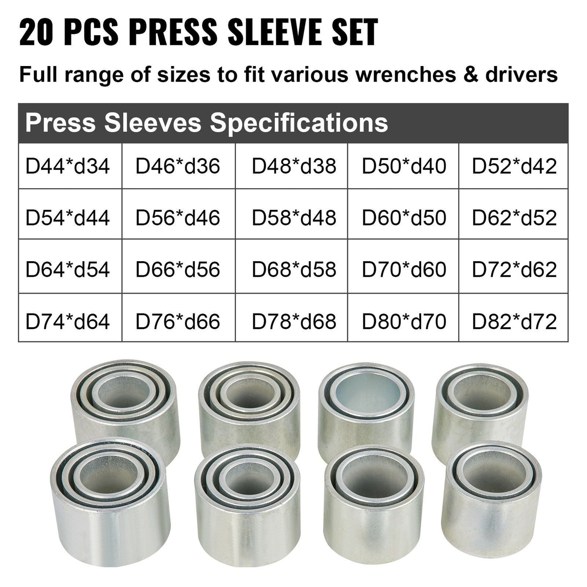 28 PCS Pull and Press Sleeve Kit, 45# Steel Removal Installation Bushes Bearings Tool Kit, Bush Removal Insertion Sleeve Tool Set Works on Most Cars and LCV, HGV Engines