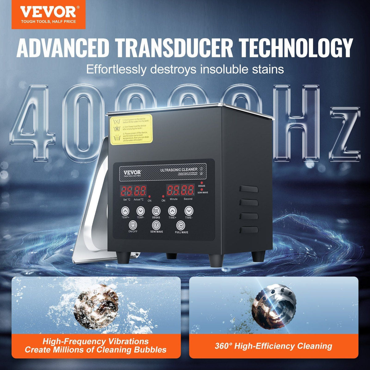 2L Ultrasonic Cleaner, 60W Digital Ultrasonic Cleaning Machine with Upgraded Degassing and Gentle Mode, 40kHz Ultrasound Cleaner Machine with Timer and Heater for Jewelry Glasses Tools Retainer