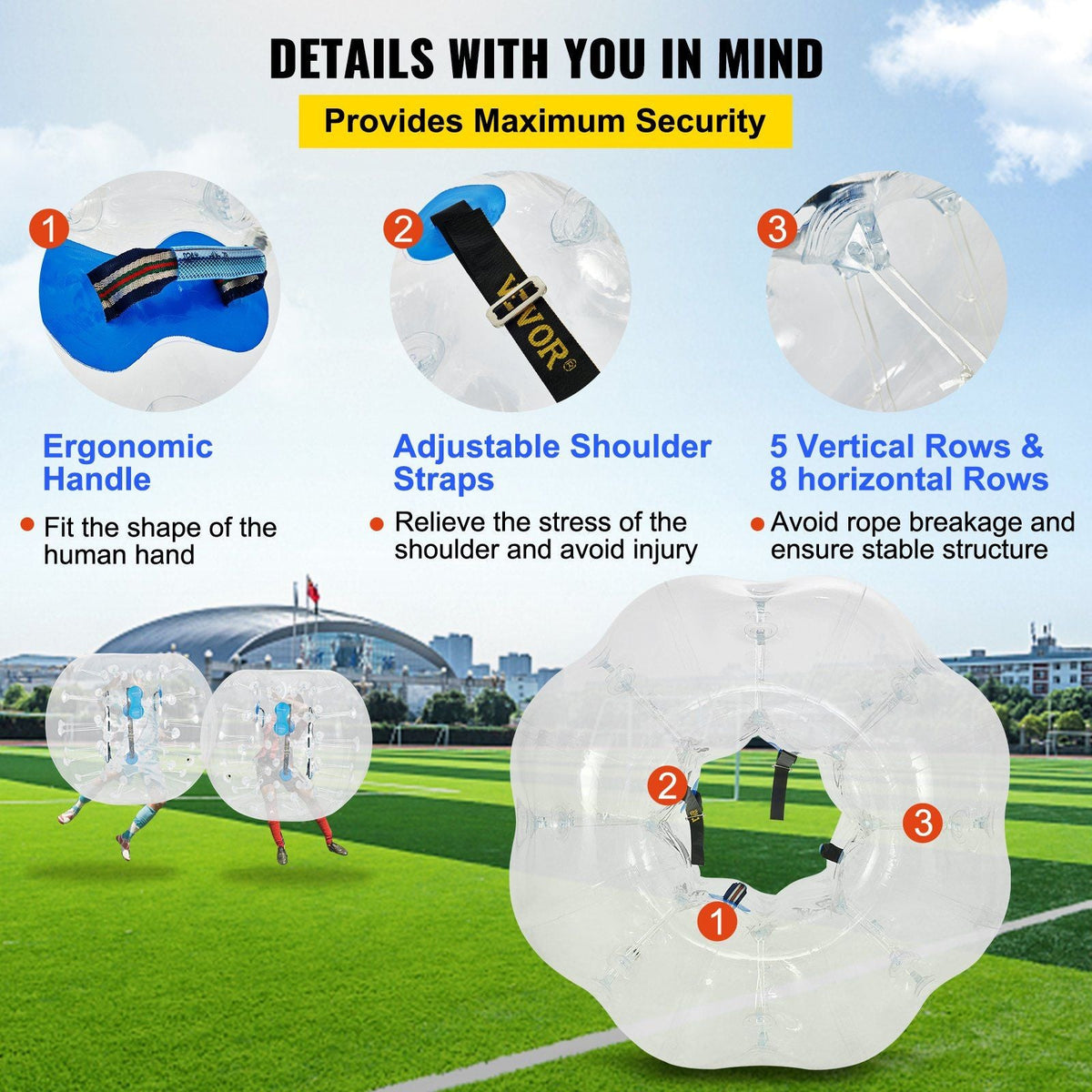 2PCS Inflatable Bumper Ball 4 FT / 1.2M Diameter, Bubble Soccer Ball, Blow It Up in 5 Min, Inflatable Zorb Ball for Adults or Children (4 FT, Transparent)