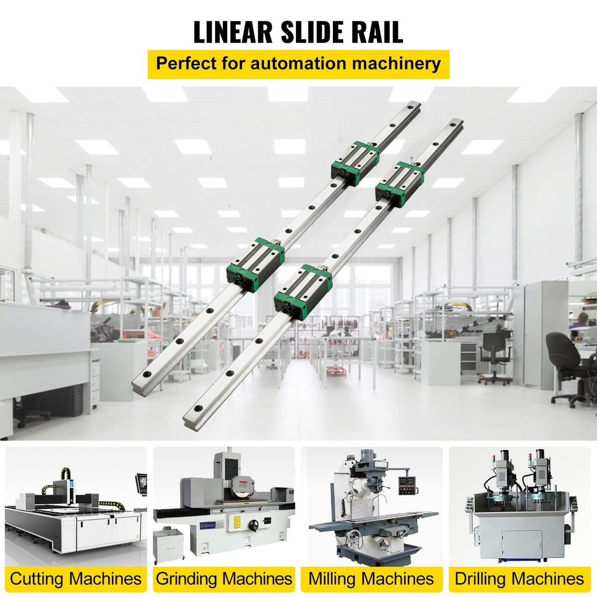 2PCS Linear Rail 0.79-67 Inch, Linear Bearings and Rails with 4PCS HSR20 Bearing Block, Linear Motion Slide Rails Plus for DIY CNC Routers Lathes Mills, Linear Slide Kit fit X Y Z Axis