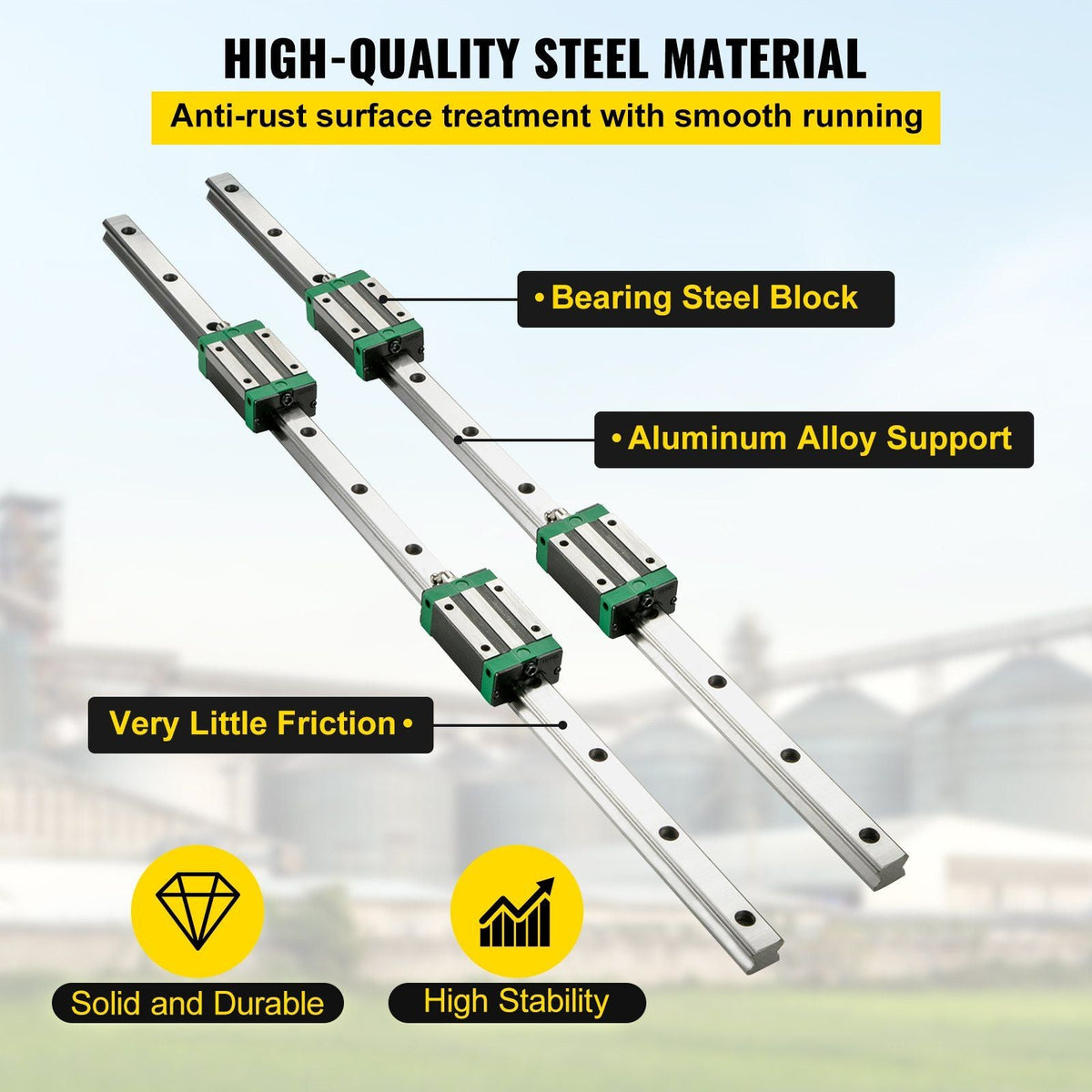 2PCS Linear Rail 0.79-67 Inch, Linear Bearings and Rails with 4PCS HSR20 Bearing Block, Linear Motion Slide Rails Plus for DIY CNC Routers Lathes Mills, Linear Slide Kit fit X Y Z Axis