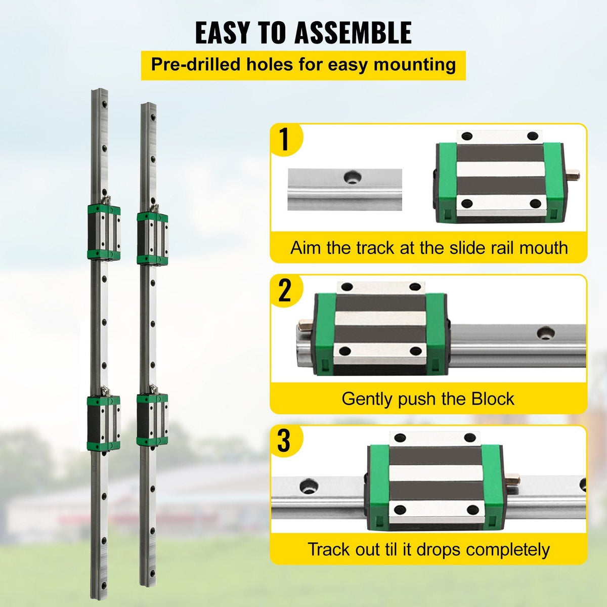 2PCS Linear Rail 0.79-67 Inch, Linear Bearings and Rails with 4PCS HSR20 Bearing Block, Linear Motion Slide Rails Plus for DIY CNC Routers Lathes Mills, Linear Slide Kit fit X Y Z Axis