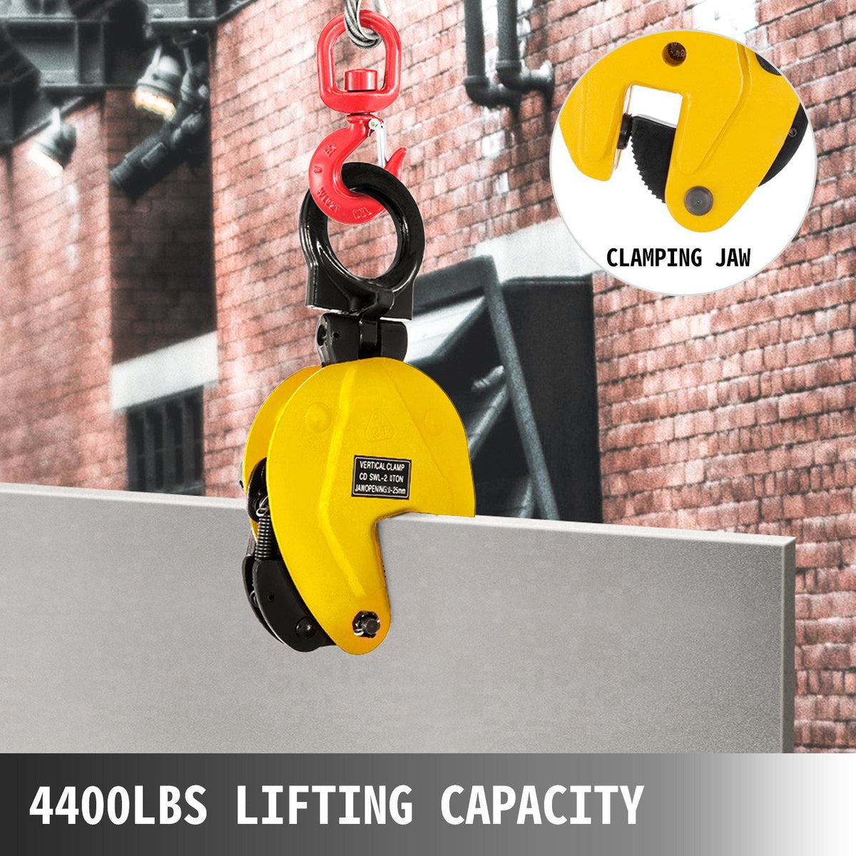 2T Plate Clamp 4400Lbs Plate Lifting Clamp Jaw Opening 0.6 inch Vertical Plate Clamp for Lifting and Transporting