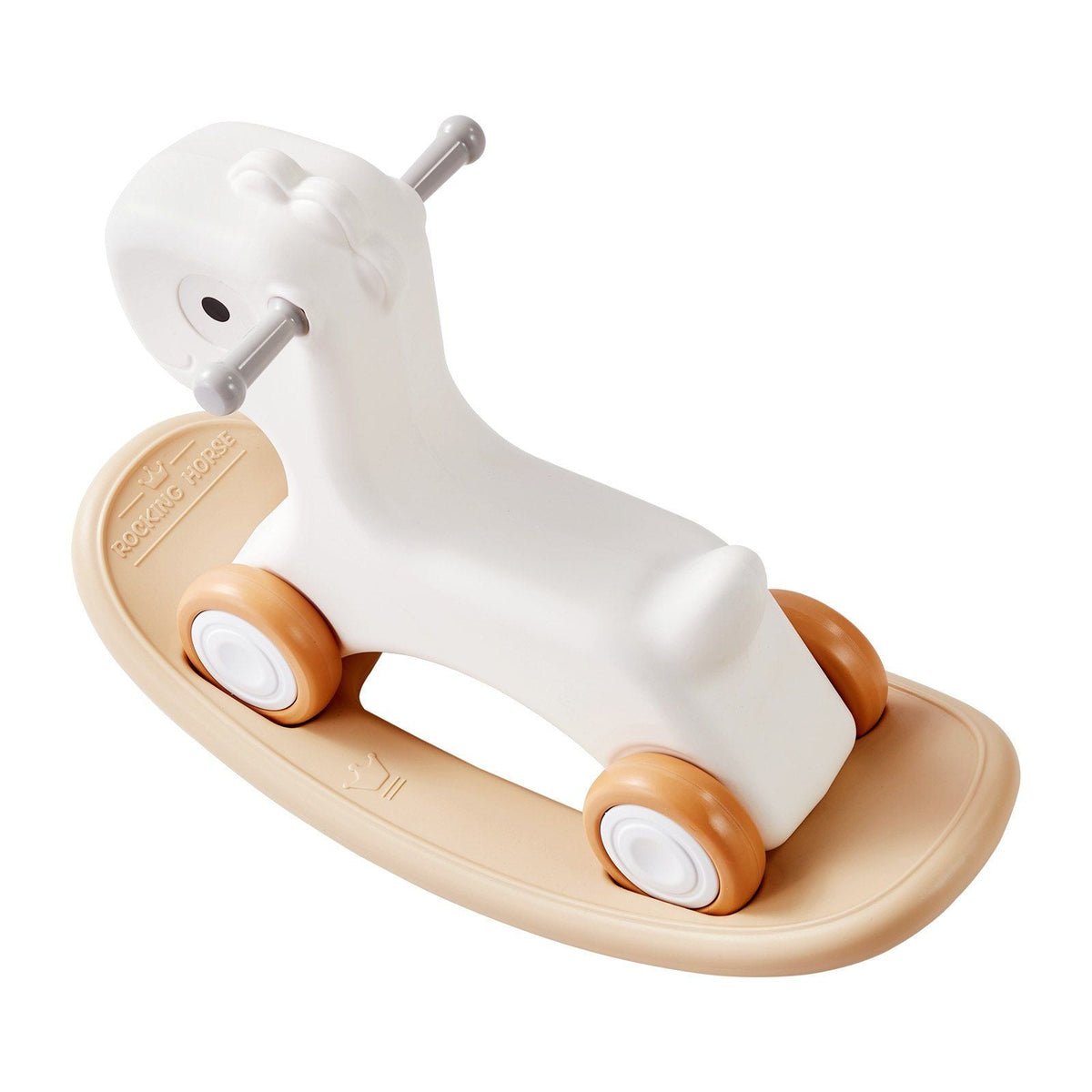 3 in 1 Rocking Horse for Toddlers 1-3 Years, Baby Rocking Horse with Detachable Balance Board and 4 Smooth Wheels, Support up to HDPE Material 80 lbs Kids Ride on Toy, 40° Swinging, White