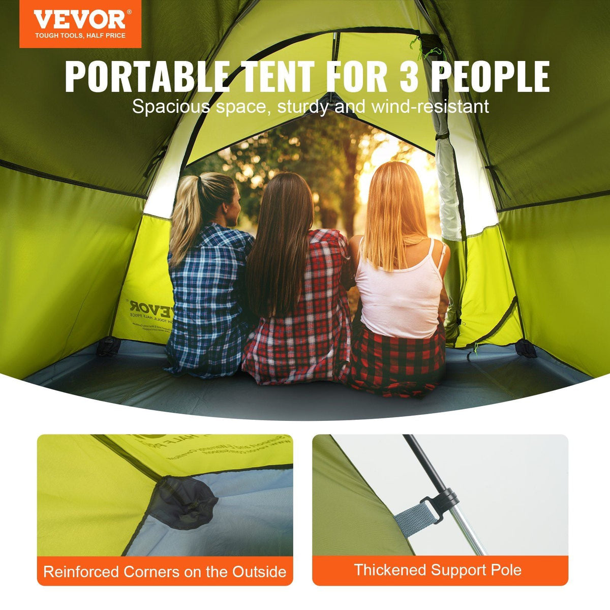 3 Person Camping Tent, Waterproof Lightweight Backpacking Tent for Outdoor Family Camping,Hiking,Hunting, Mountaineering Travel 7'x7'x48"