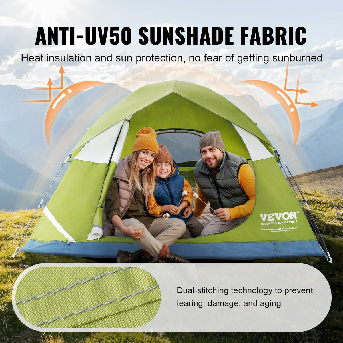 3 Person Camping Tent, Waterproof Lightweight Backpacking Tent for Outdoor Family Camping,Hiking,Hunting, Mountaineering Travel 7'x7'x48"