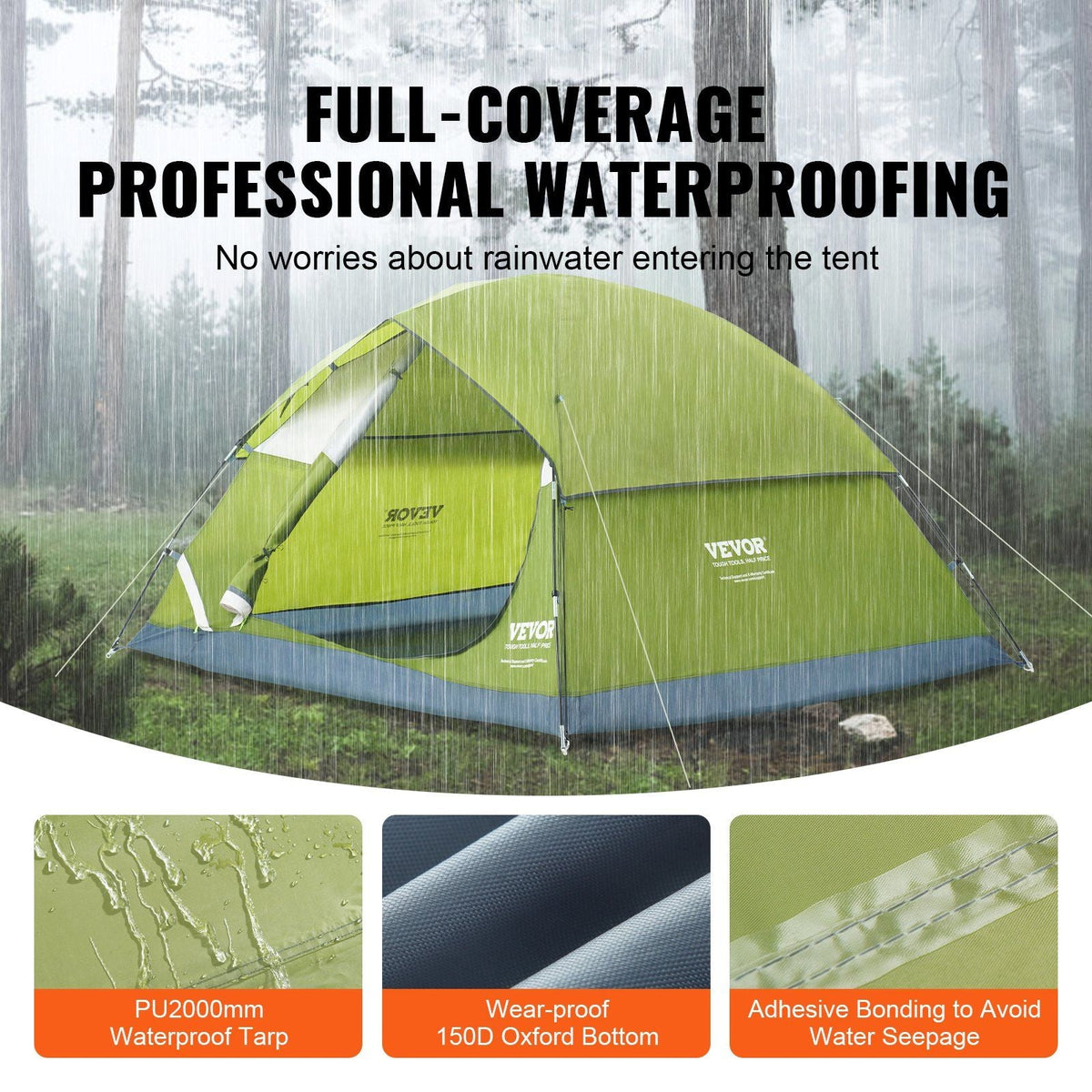3 Person Camping Tent, Waterproof Lightweight Backpacking Tent for Outdoor Family Camping,Hiking,Hunting, Mountaineering Travel 7'x7'x48"