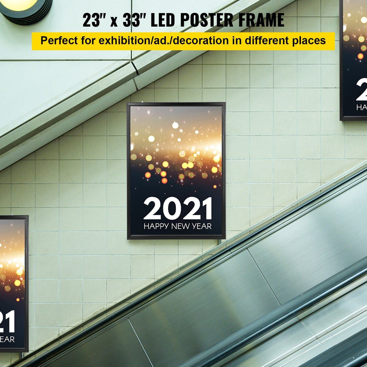 33X24inch LED Movie Poster Frame Slim Snap Aluminum LED Light Box for Poster Advertising Menu/business Signs Menu Display(33X24inch-LED)