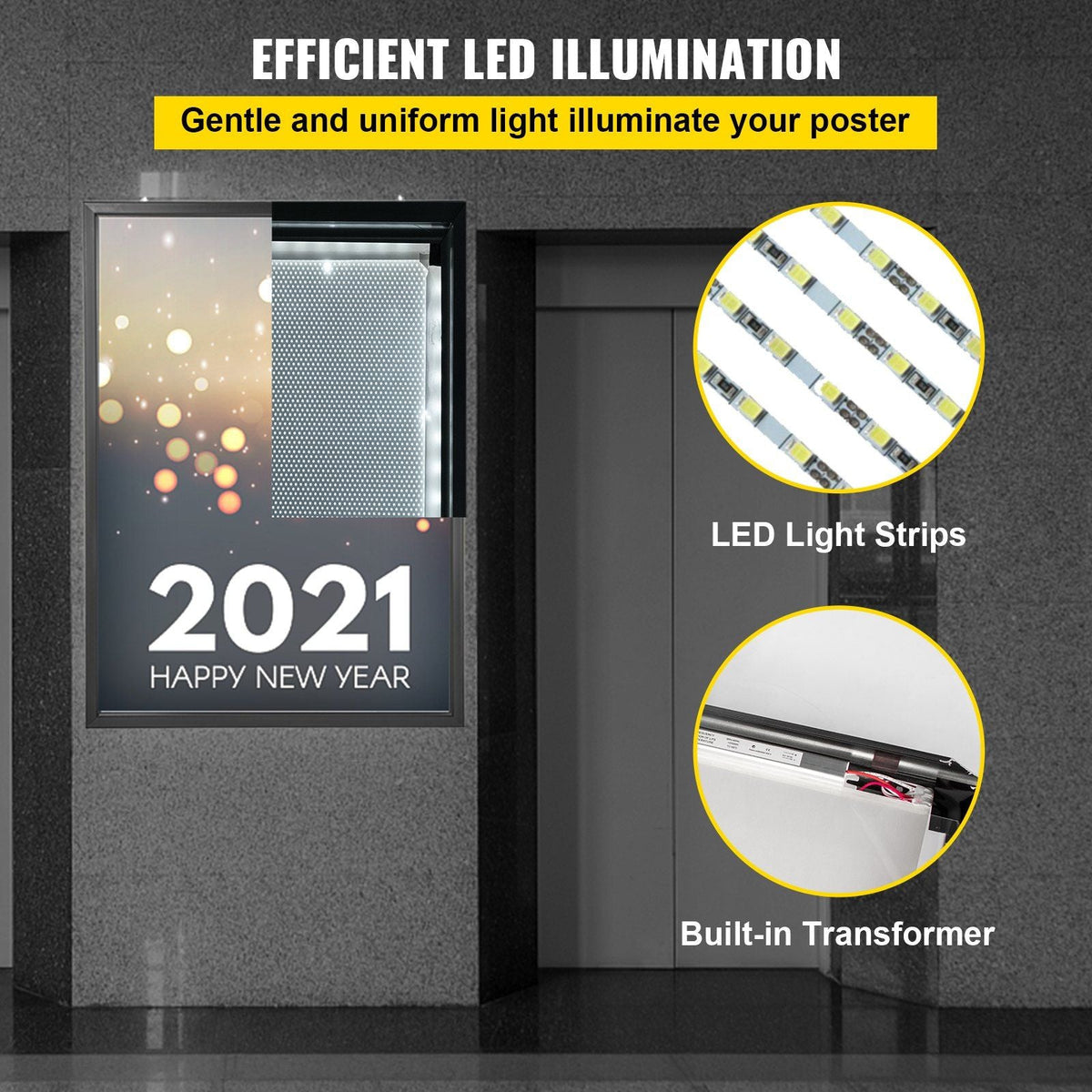 33X24inch LED Movie Poster Frame Slim Snap Aluminum LED Light Box for Poster Advertising Menu/business Signs Menu Display(33X24inch-LED)