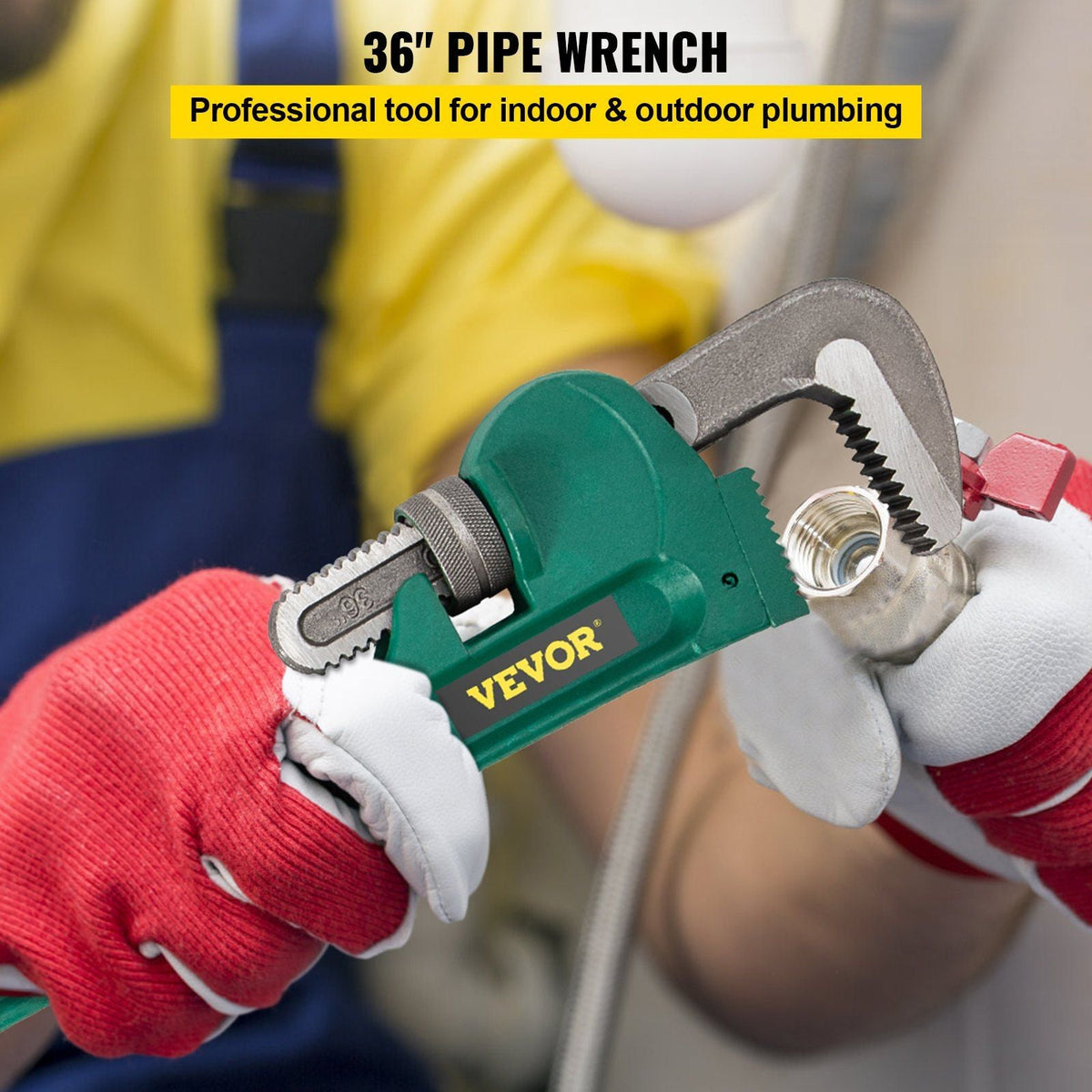 36-Inch Cast Steel Straight Pipe Wrench Ideal for 2' to 3-1/2' Pipe Adjustable Plumbing Pipe Wrench Heavy Duty 5' Jaw capacity Plumbers Pliers Tool