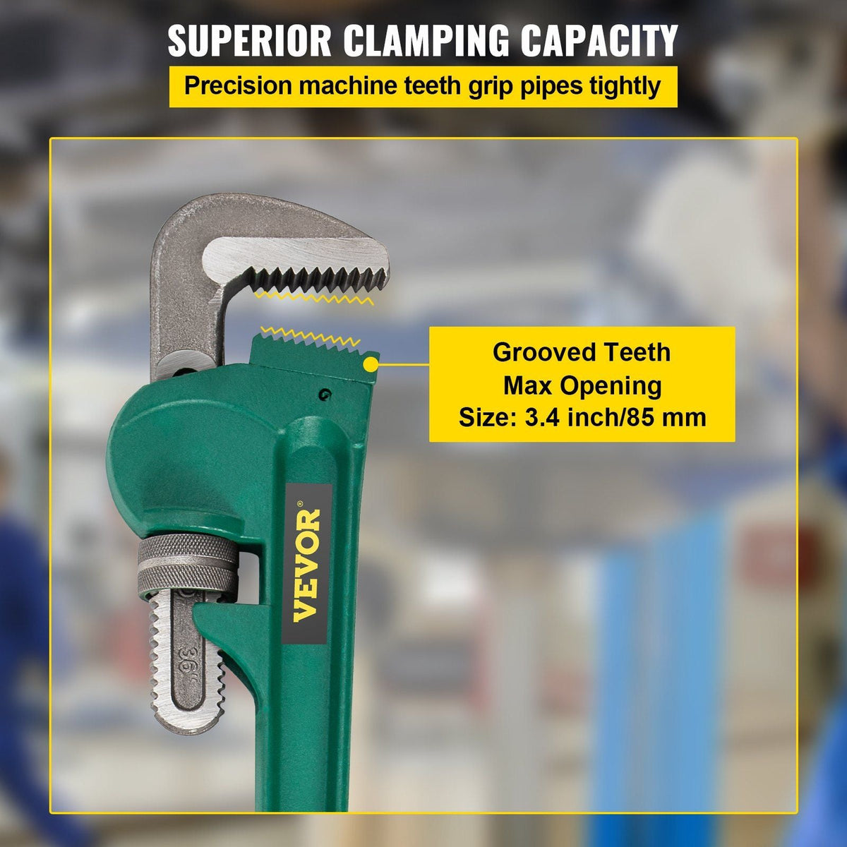 36-Inch Cast Steel Straight Pipe Wrench Ideal for 2' to 3-1/2' Pipe Adjustable Plumbing Pipe Wrench Heavy Duty 5' Jaw capacity Plumbers Pliers Tool