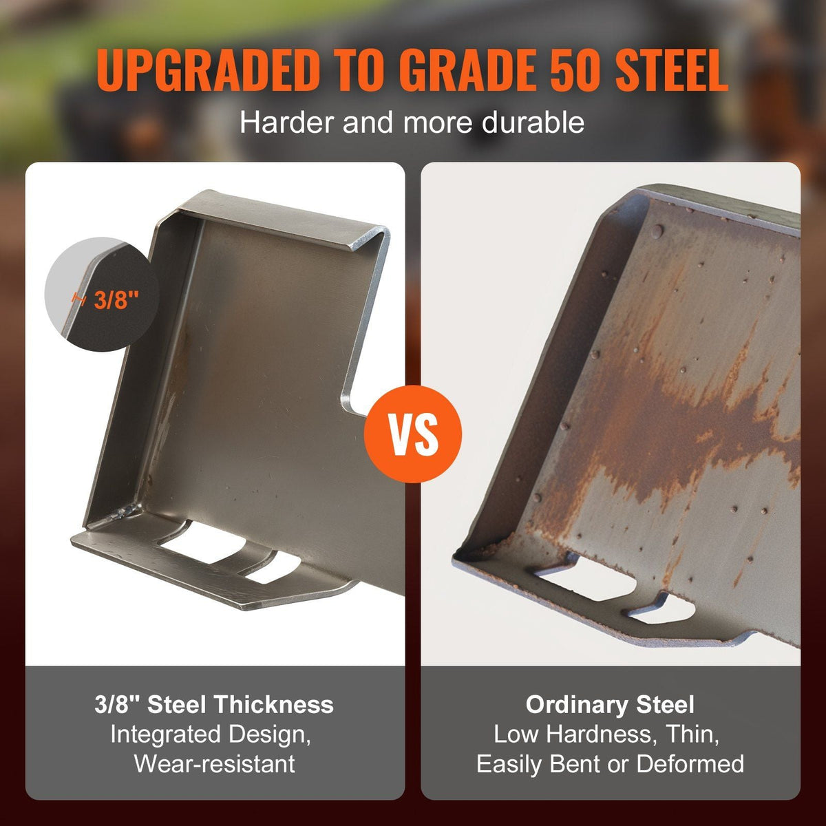 3/8" Skid Steer Attachment Plate, Skid Steer Mount Plate with 2.28" Hitch Receiver, Quick Attachment Loader Plate, Compatible with Deere, Kubota, Bobcat, Mahindra Skid Steers and Tractors
