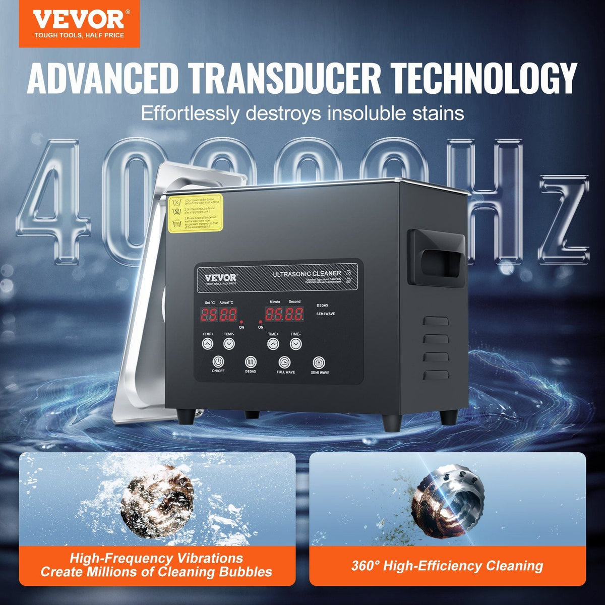 3L Ultrasonic Cleaner, 120W Digital Ultrasonic Cleaning Machine with Upgraded Degassing and Gentle Mode, 40kHz Ultrasound Cleaner Machine with Timer and Heater for Jewelry Glasses Tool Retainer