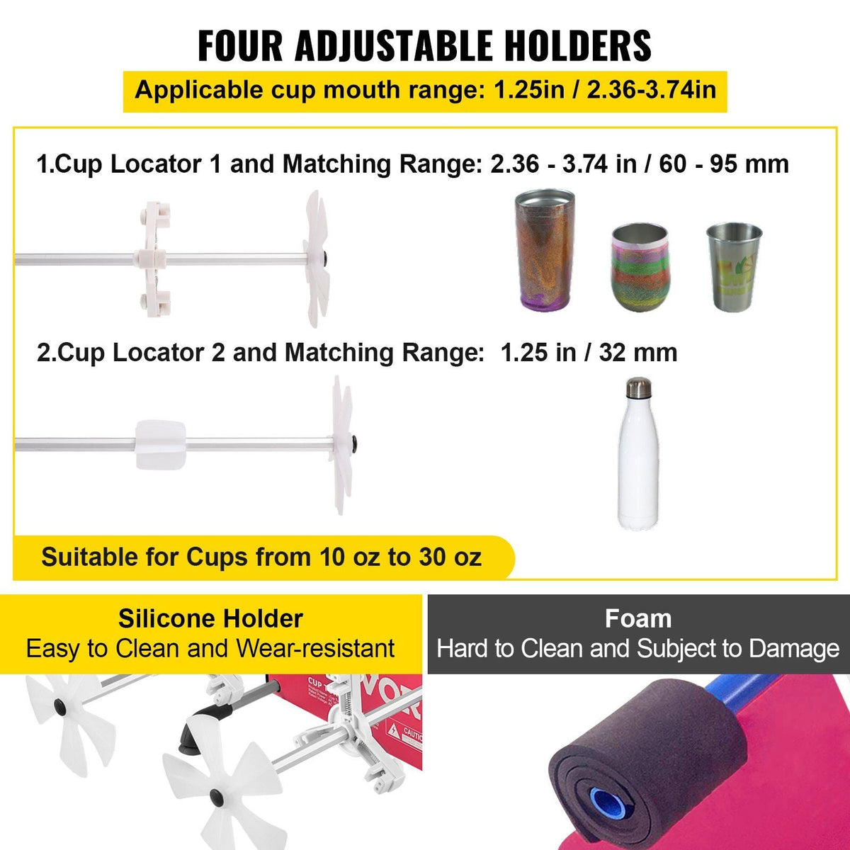 4 Cup Turner, 2 Speeds Multiple Tumbler Spinner Rotator Machine Kit with 4 Removable and Adjustable Arms, Mute Motor, Aluminum Alloy Frame, 4 Independent Switches for DIY Glitter Crafts(Red)