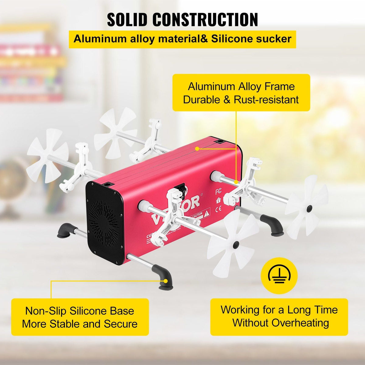 4 Cup Turner, 2 Speeds Multiple Tumbler Spinner Rotator Machine Kit with 4 Removable and Adjustable Arms, Mute Motor, Aluminum Alloy Frame, 4 Independent Switches for DIY Glitter Crafts(Red)
