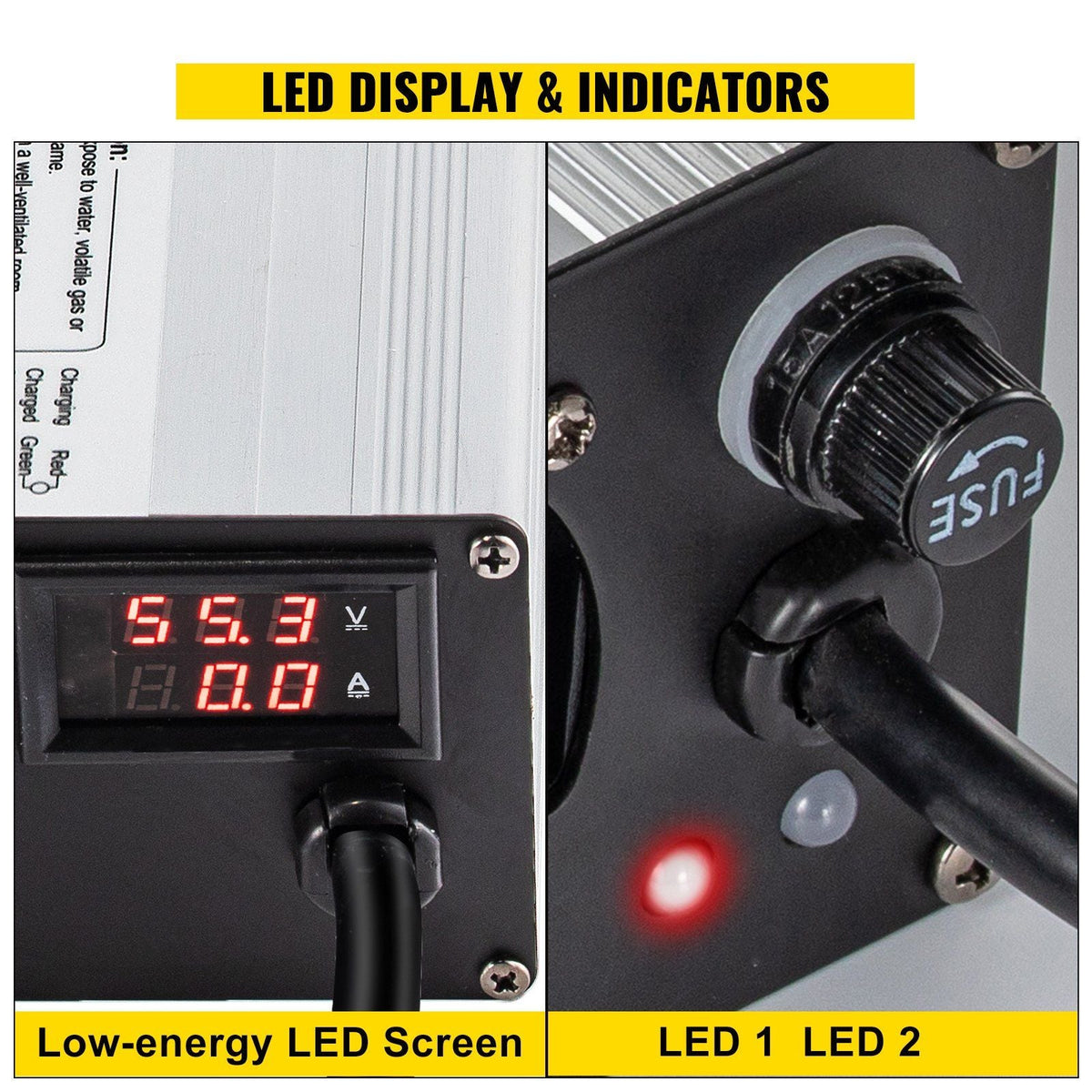 48 Volt 15 Amp Golf Cart Battery Charger with G29 Drive/LED Club Car Battery Charger Aluminum Shell Power Wise for Ez Go Yamaha
