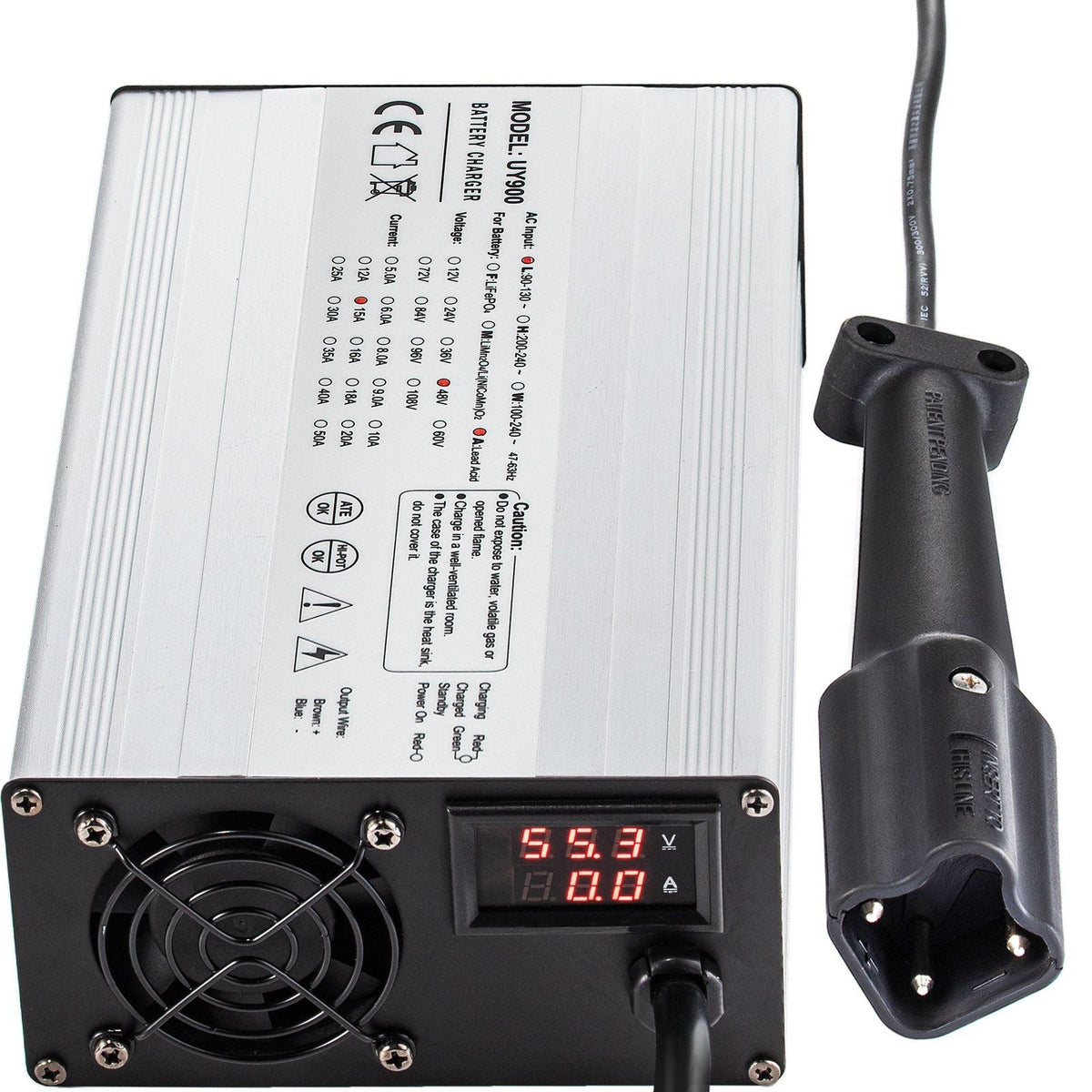 48 Volt 15 Amp Golf Cart Battery Charger with G29 Drive/LED Club Car Battery Charger Aluminum Shell Power Wise for Ez Go Yamaha