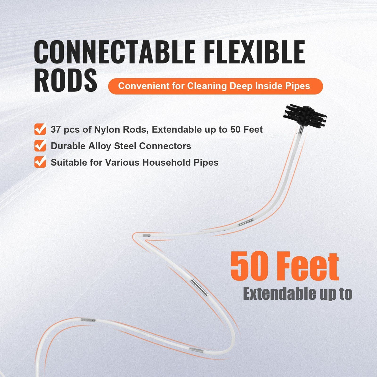 50 FEET Dryer Vent Cleaner Kit, 37 Pieces Duct Cleaning Brush, Reinforced Nylon Dryer Vent Brush, Dryer Cleaning Tools Lint Remover with Flexible Lint Trap Brush, Clamp Connectors