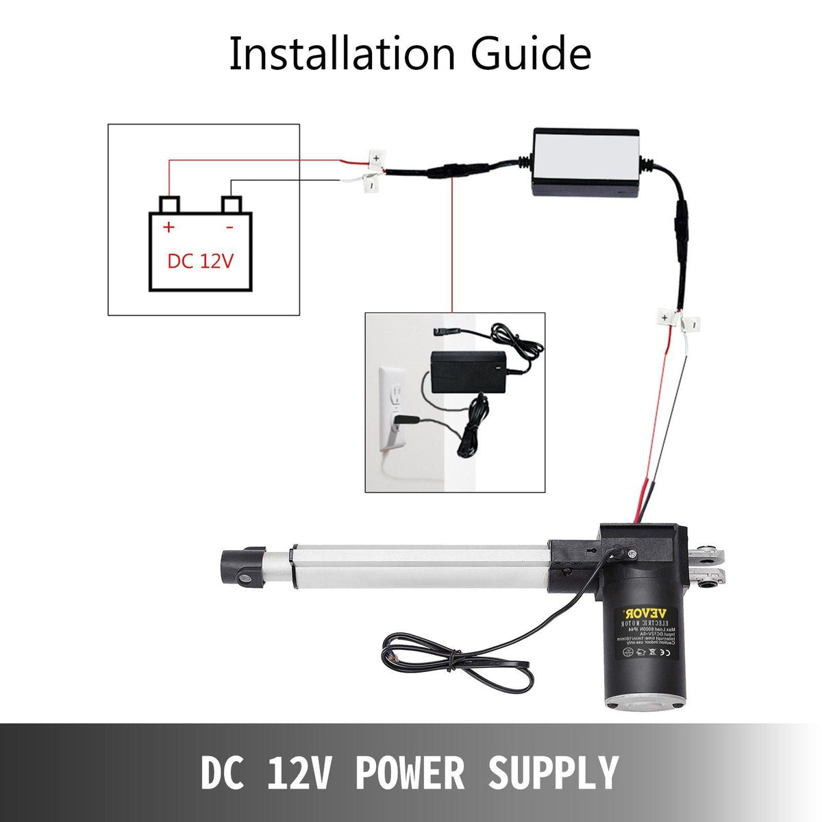 6 Inch Stroke Electric Actuators DC 12V with Mounting Bracket Heavy Duty 6000N/1320LB Actuators for Recliner TV Table Lift Massage Bed Electric Sofa