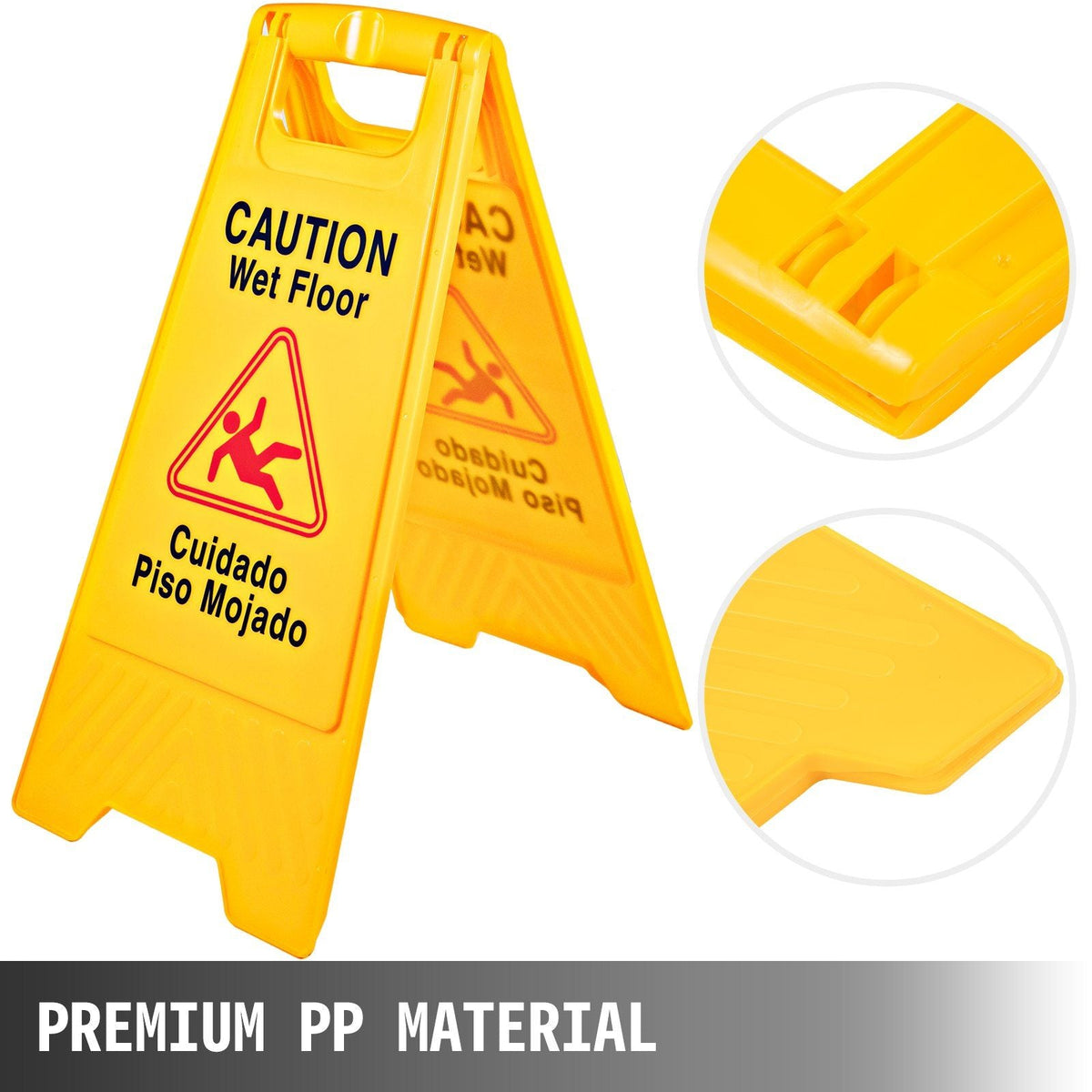 6 Pack Caution Wet Floor Signs 25" Double Sided Caution Sign Bilingual Wet Floor Sign Fold-Out Wet Floor Signs for Wet Floors