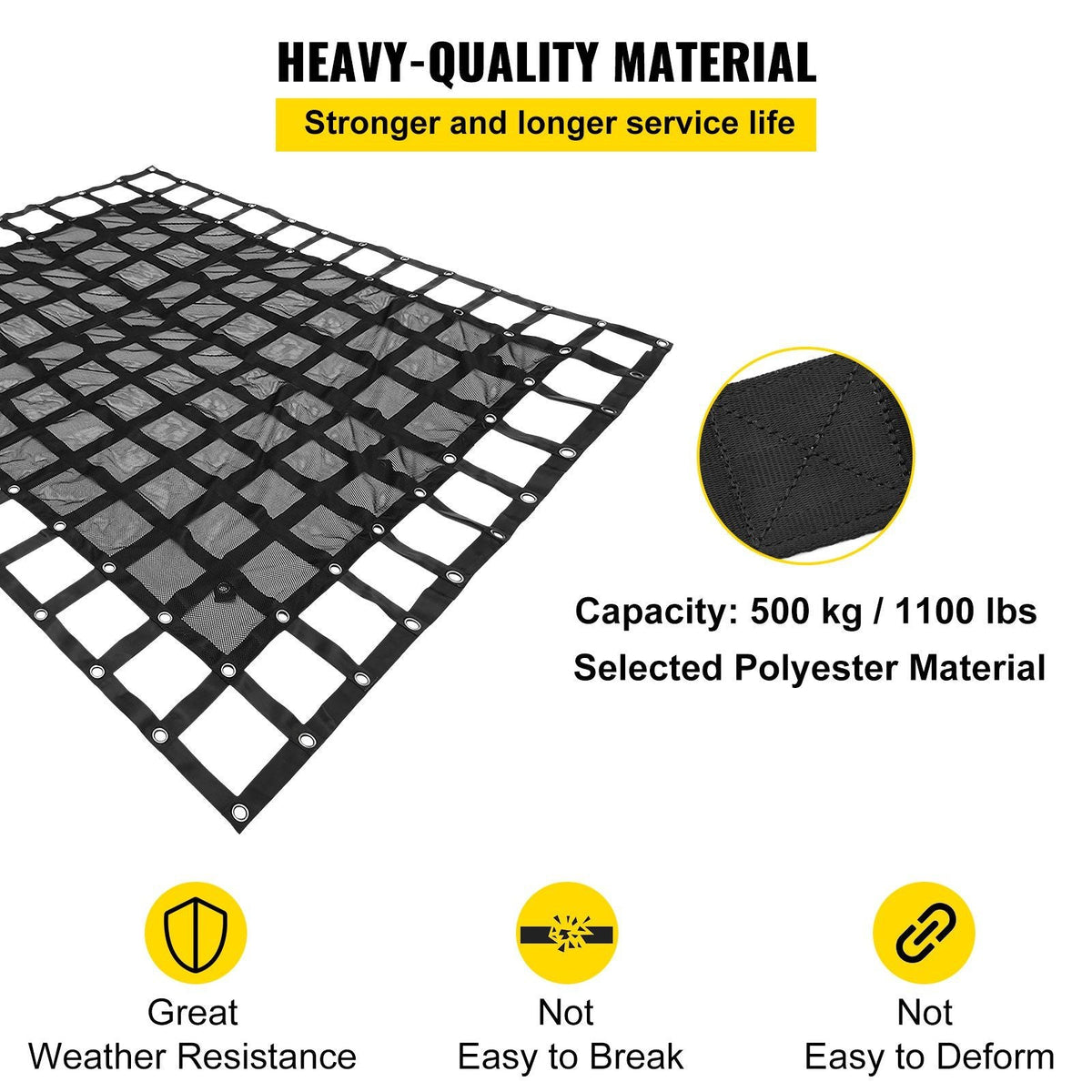 6' x 4.7' Cargo Net with Mesh, Truck Bed Cargo Net Capacity 1100LBS, Heavy Duty Cargo Nets with Cam Buckles & S-Hooks for Pickup Trucks (72" x 57")