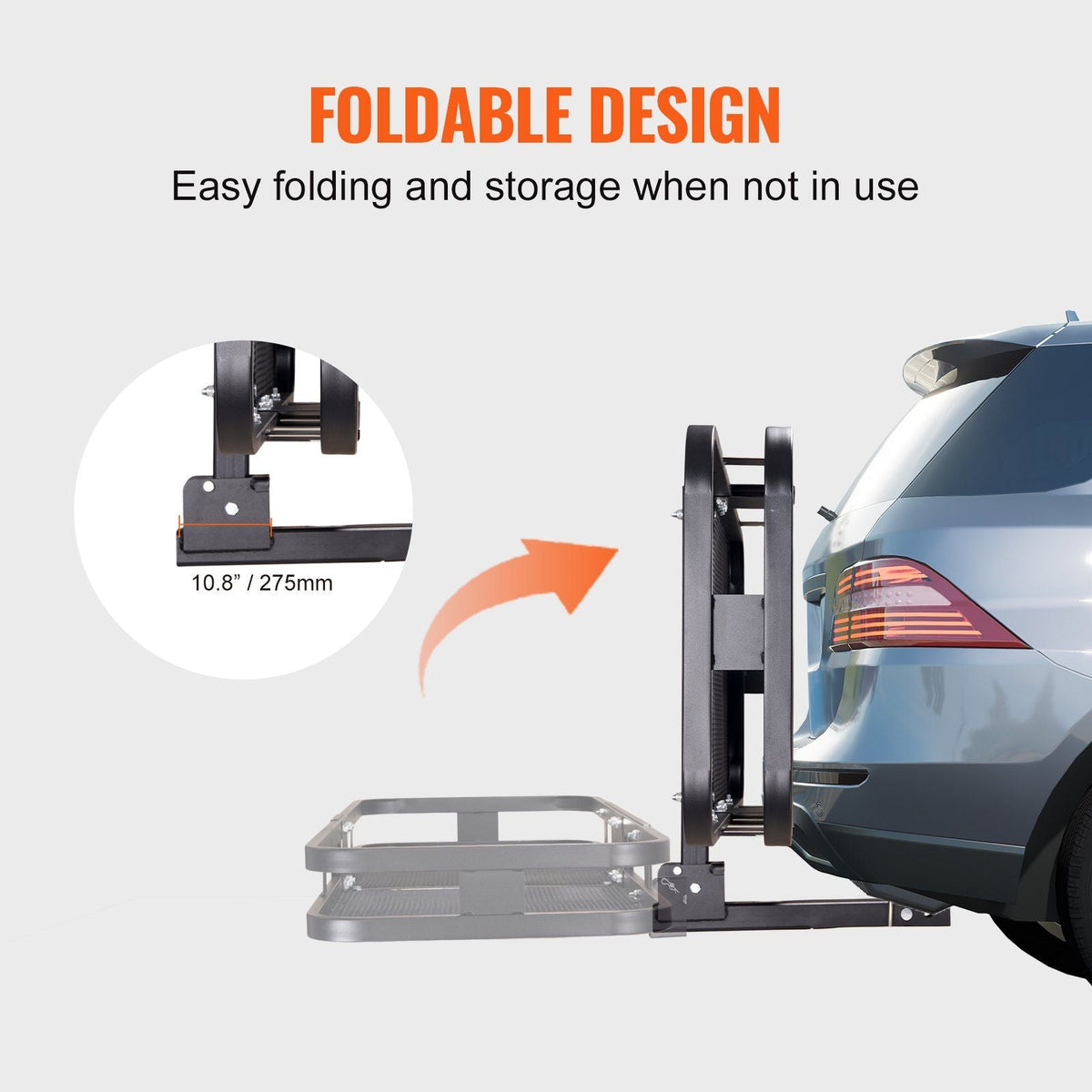 60x24x6 in Hitch Mount Cargo Carrier, 500lb Capacity Folding Trailer Hitch Cargo Basket & Waterproof Cargo Bag, Luggage Carrier Rack Fits 2" Hitch Receiver with Cargo Net for SUV Truck Pickup