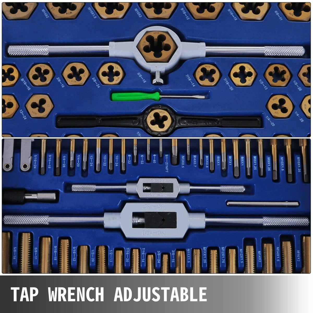 86PC Tap and Die set, Tap and Die Set Metric and Standard, Large Tap and Die Set, SAE and Metric Tap and Die Set With Storage Case, Tap Set Include Metric Size M3 to M16 and SAE Size
