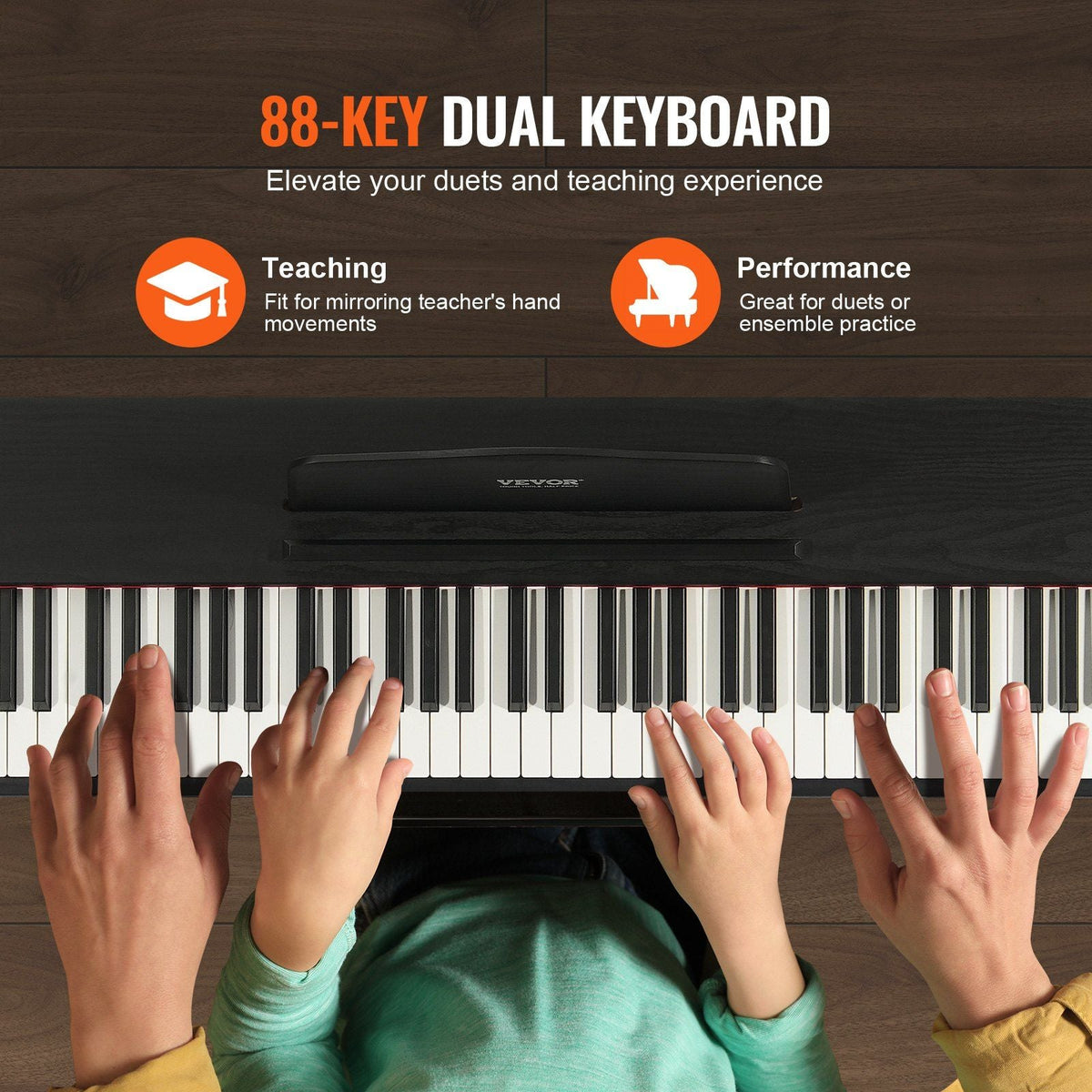 88 Key Fully Weighted Digital Piano Dual Keyboard Speakers Sustain Pedal