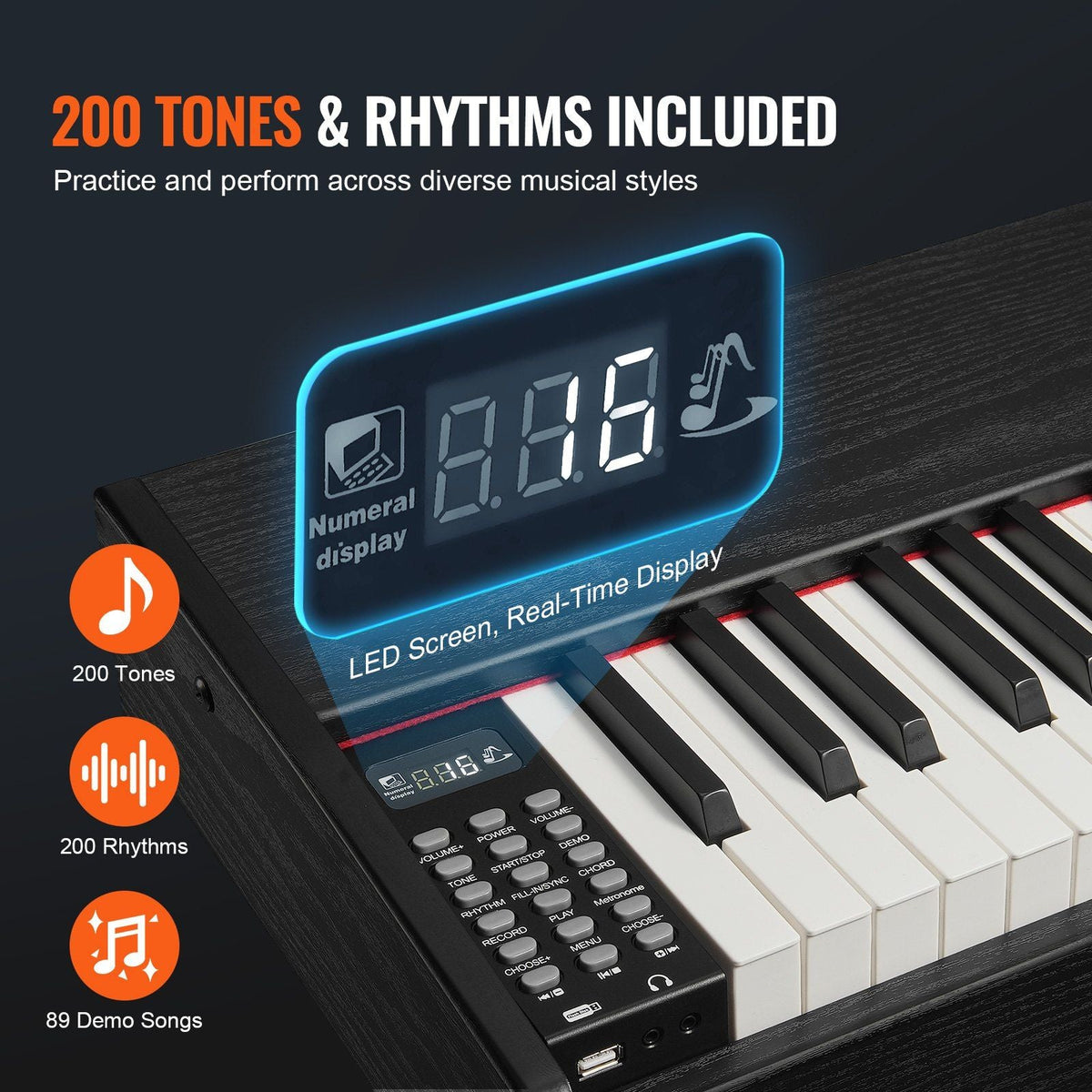 88 Key Fully Weighted Digital Piano Dual Keyboard Speakers Sustain Pedal