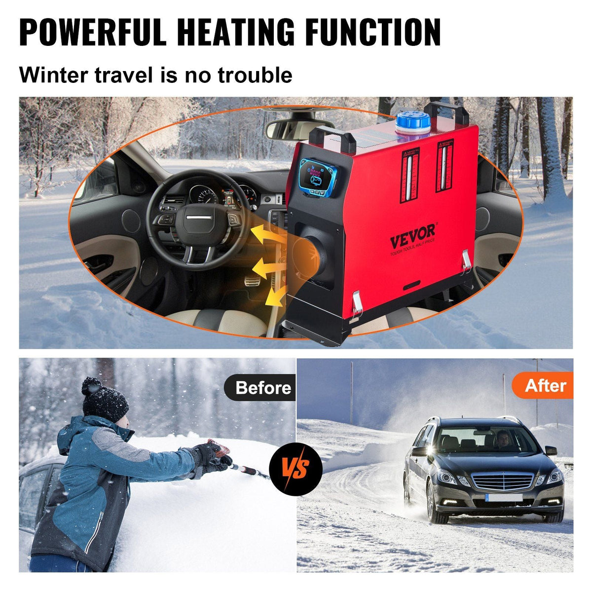 8KW Diesel Air Heater All in One 1 Air Outlet Diesel Heater 12V Remote Control Parking Heater Silencer with Blue LCD Switch for RV Trucks Bus and Trailer