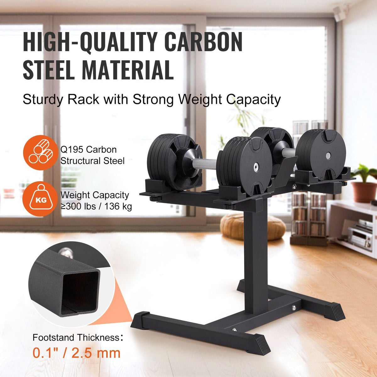 Adjustable Dumbbell Stand, Home Fitness Rack and Stand with Media Rack, Safe and Convenient Dumbbell Weight Holder, Compact Dumbbell Storage Rack Perfect for Home Gym Strength Training
