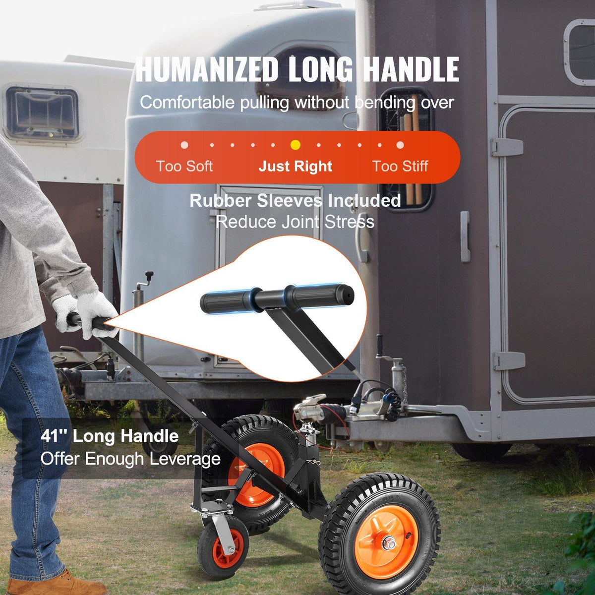 Adjustable Trailer Dolly, 1000lbs Tongue Weight Capacity, Carbon Steel Trailer Mover with 19''-26'' Adjustable Height & 2'' Ball, 16'' Pneumatic Tires & Universal Wheel, for Moving RV Trailer