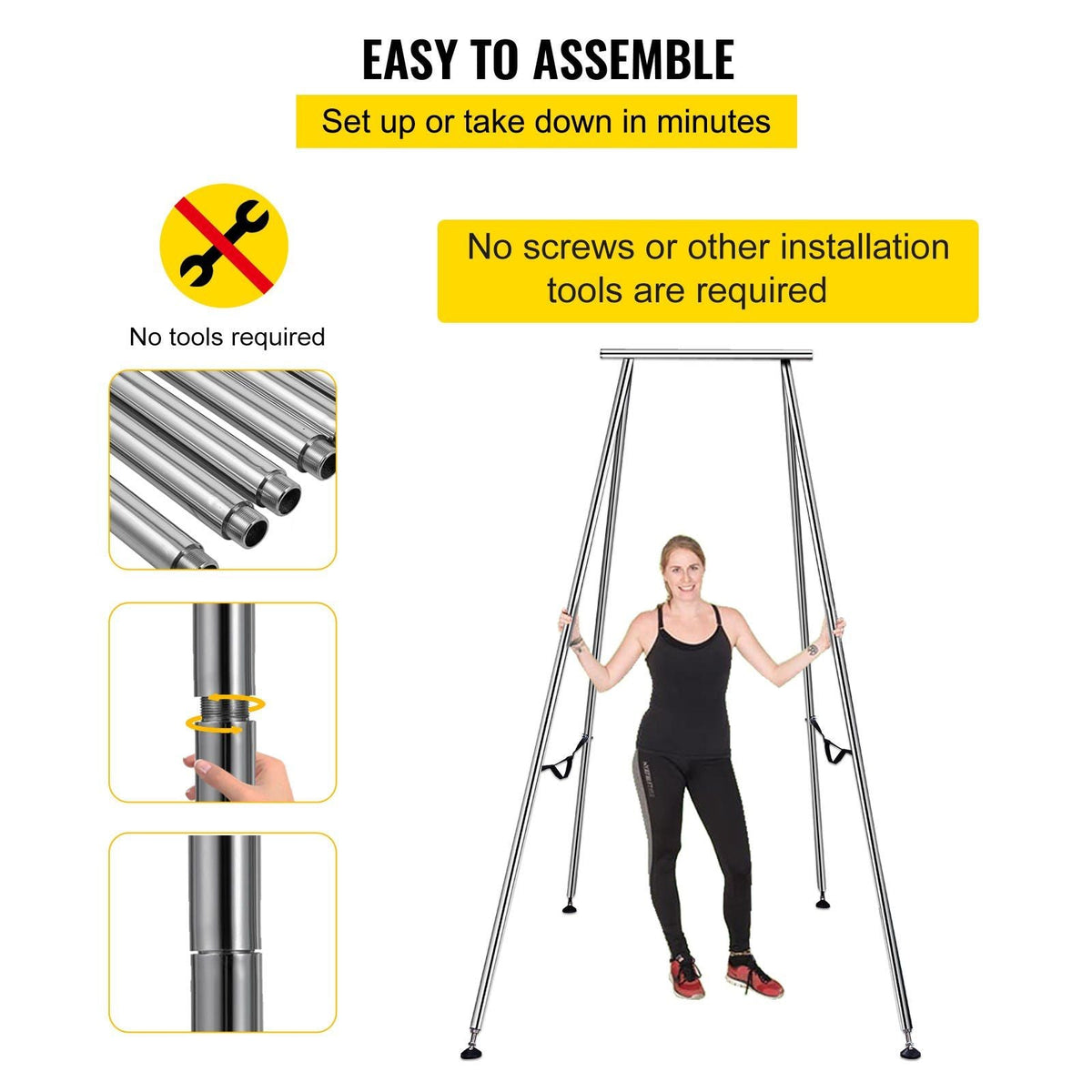 Aerial Yoga Frame, 9.6 FT Height Yoga Swing Stand, Max 250kg/551lbs Steel Pipe Inversion Yoga Swing Stand Yoga Rig Yoga Sling Inversion Equipment for Indoor Outdoor Aerial Yoga