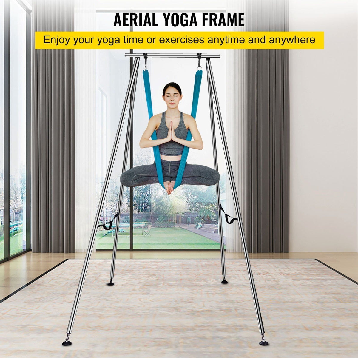 Aerial Yoga Frame, 9.6 FT Height Yoga Swing Stand, Max 250kg/551lbs Steel Pipe Inversion Yoga Swing Stand Yoga Rig Yoga Sling Inversion Equipment for Indoor Outdoor Aerial Yoga