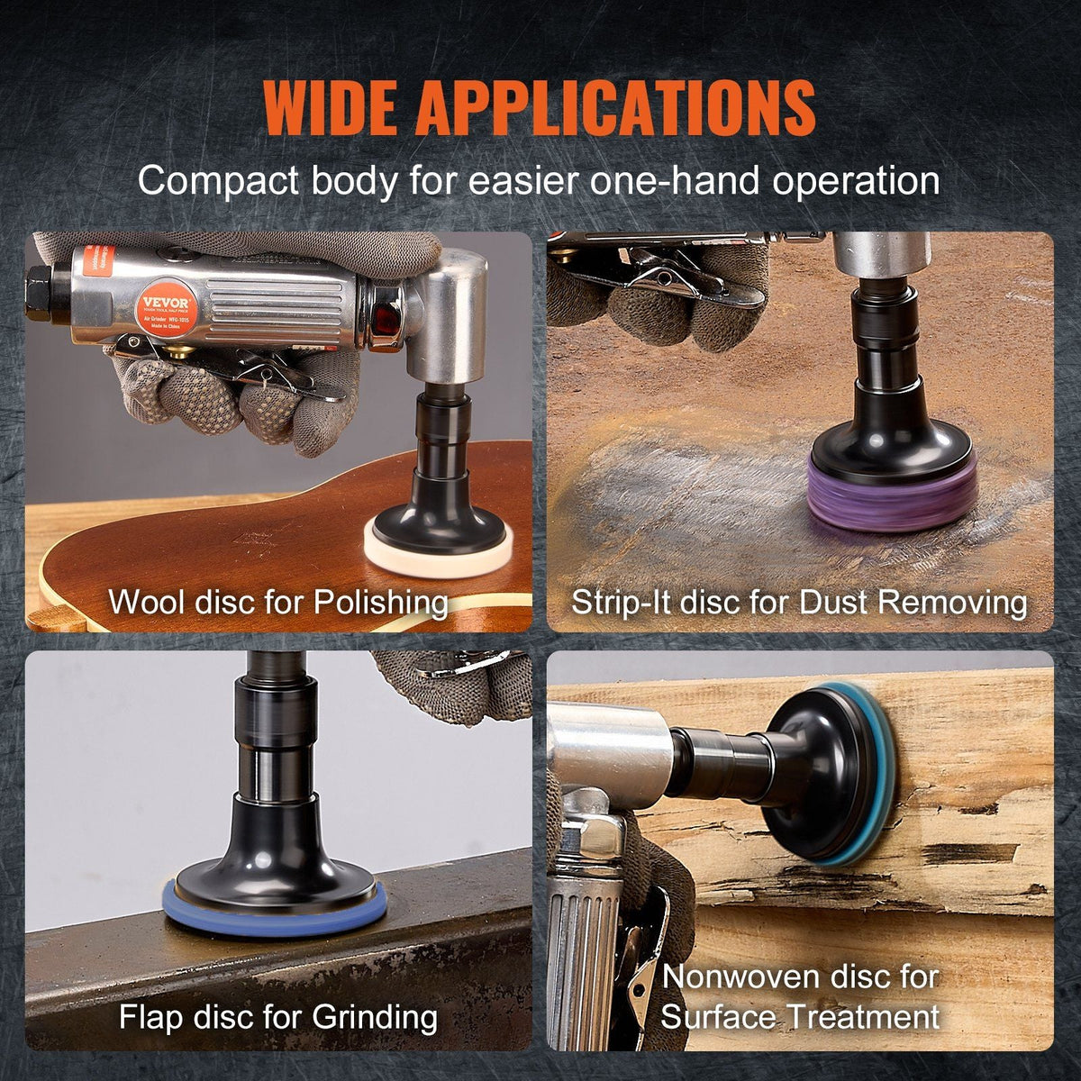 Air Die Grinder, 1/4" Right Angle Die Grinder 20000RPM, Lightweight, Ball Bearing Construction, 24PCS Discs for Grinding, Polishing, Deburring, Rust Removal