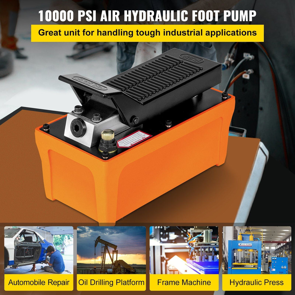 Air Hydraulic Pump 10000 PSI 1/2 Gal Reservoir Hydraulic Foot Pump Air Treadle Foot Actuated for Auto Body Frame Machines and Pulling Post (Pump Comes Without Oil)