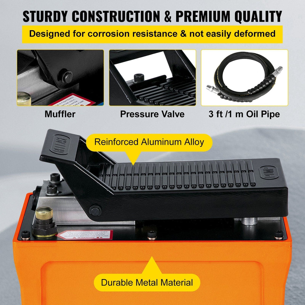 Air Hydraulic Pump 10000 PSI 1/2 Gal Reservoir Hydraulic Foot Pump Air Treadle Foot Actuated for Auto Body Frame Machines and Pulling Post (Pump Comes Without Oil)