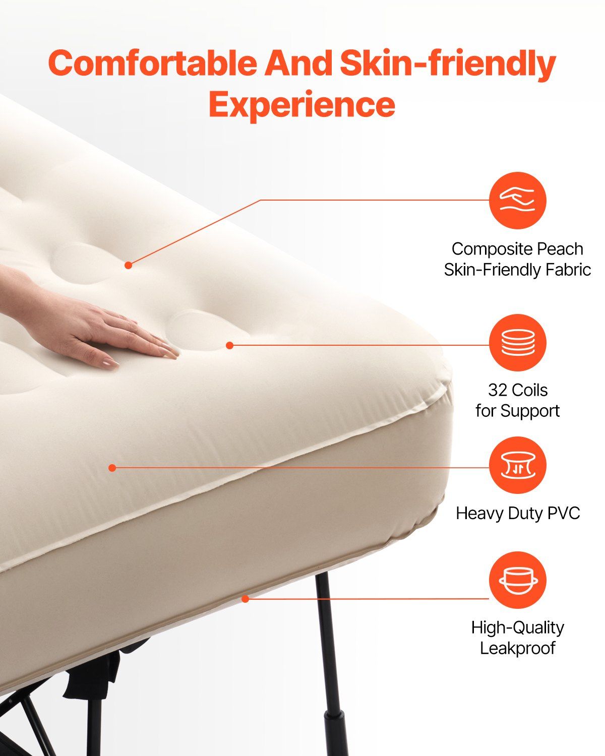 Air Mattress with Frame, Inflatable 1 Person Camping Cot with Built-in Pump, Portable Folding Air Beds Supports 300 lbs, Blow Up Anywhere Bed for Guests Camping Travel Indoor & Outdoor Use