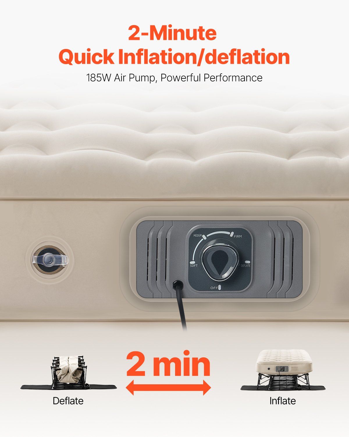 Air Mattress with Frame, Inflatable 1 Person Camping Cot with Built-in Pump, Portable Folding Air Beds Supports 300 lbs, Blow Up Anywhere Bed for Guests Camping Travel Indoor & Outdoor Use