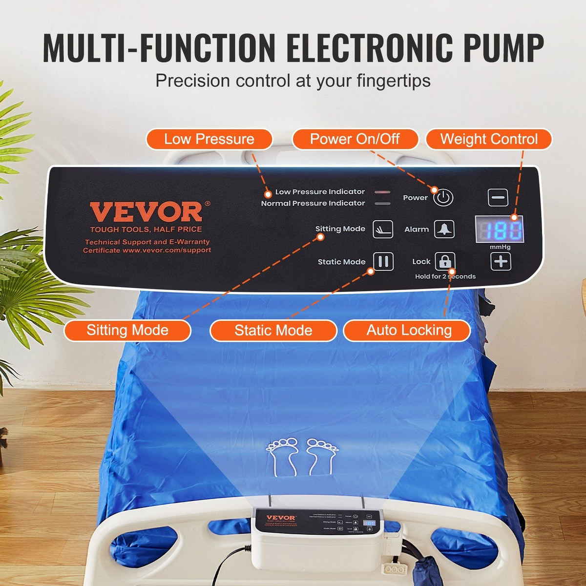Alternating Air Pressure Mattress, Dual-Layer Alternating Pressure Pad for Hospital Beds, 450LBS Loading Air Mattress for Bed Sores with Electric Quiet Pump, A, B-C Pressure Modes
