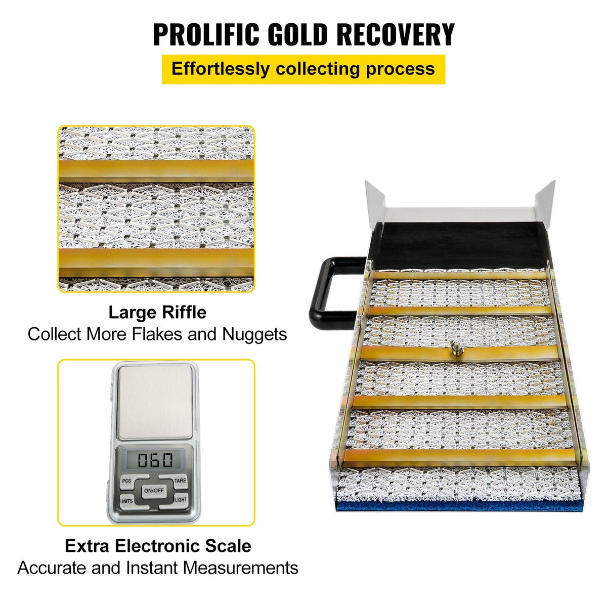 Aluminum Alloy Sluice Box, Compact 24" Mini Sluice Boxes for Gold, Lightweight Gold Sluice Equipment, Portable Sluice Boxes w/Miner's Moss, River, Creek, Gold Panning, Prospecting, Dredging