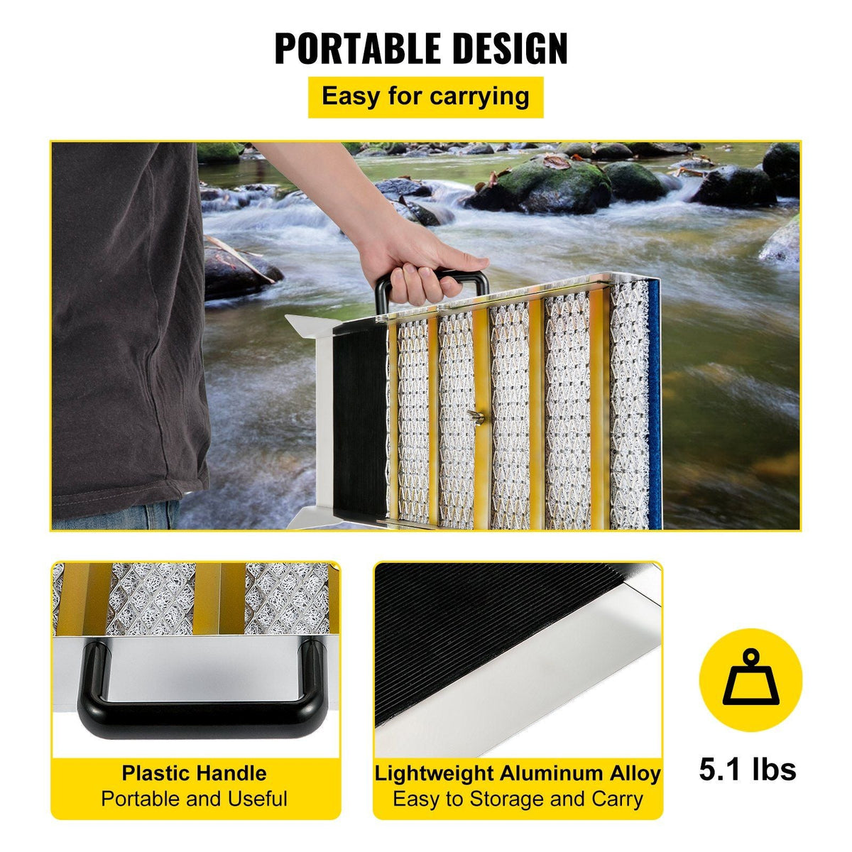 Aluminum Alloy Sluice Box, Compact 24" Mini Sluice Boxes for Gold, Lightweight Gold Sluice Equipment, Portable Sluice Boxes w/Miner's Moss, River, Creek, Gold Panning, Prospecting, Dredging
