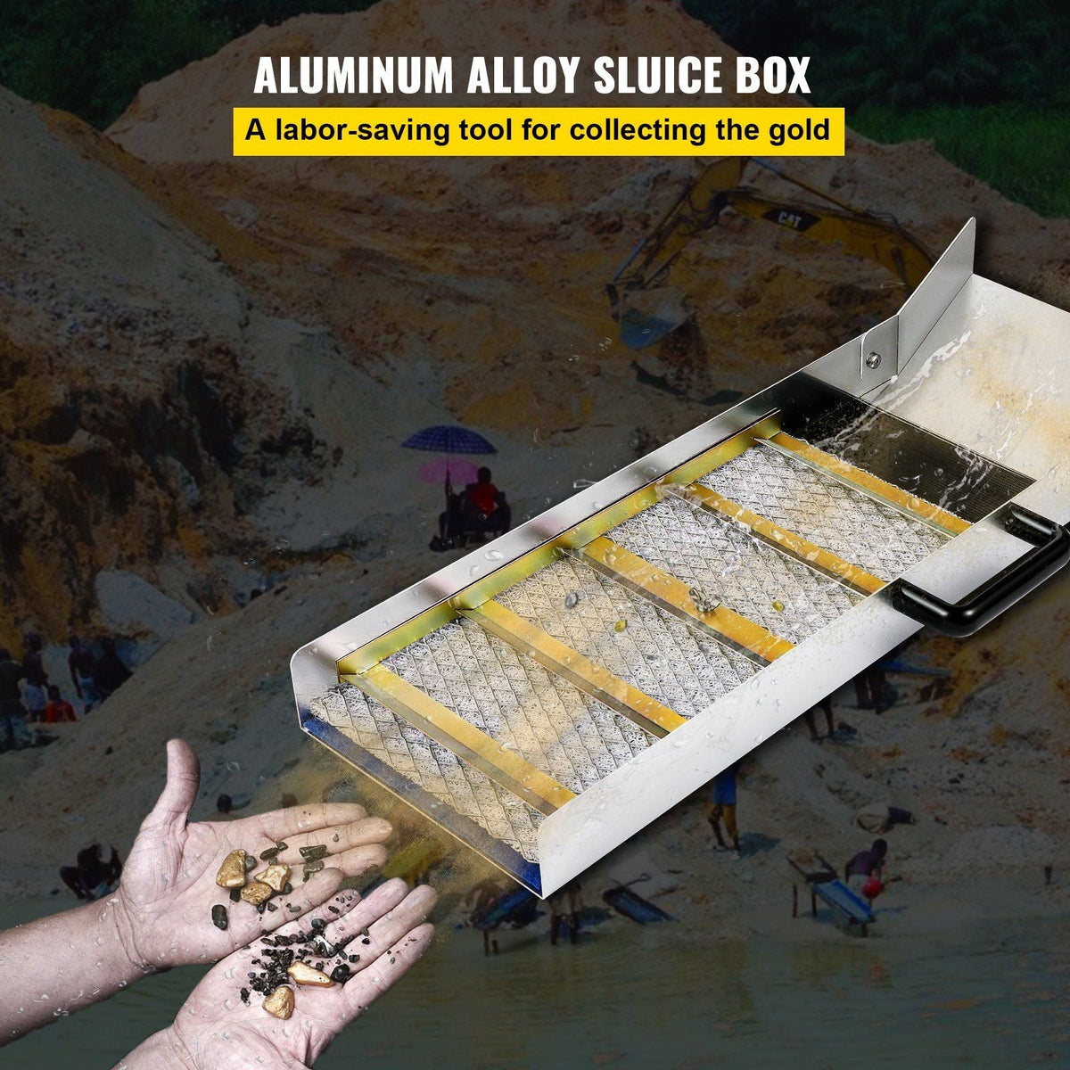 Aluminum Alloy Sluice Box, Compact 30" Long Sluice Boxes for Gold, Lightweight Gold Sluice Equipment, Portable Sluice Boxes w/Miner's Moss, River, Creek, Gold Panning, Prospecting, Dredging