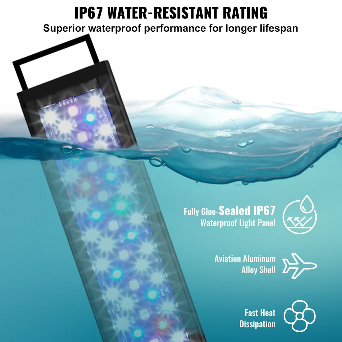 Aquarium Light, 36W Full Spectrum Fish Tank Light with 24/7 Natural Mode, Adjustable Timer & 5-Level Brightness, with Aluminum Alloy Shell Extendable Brackets for 36"-42" Freshwater Planted Tank