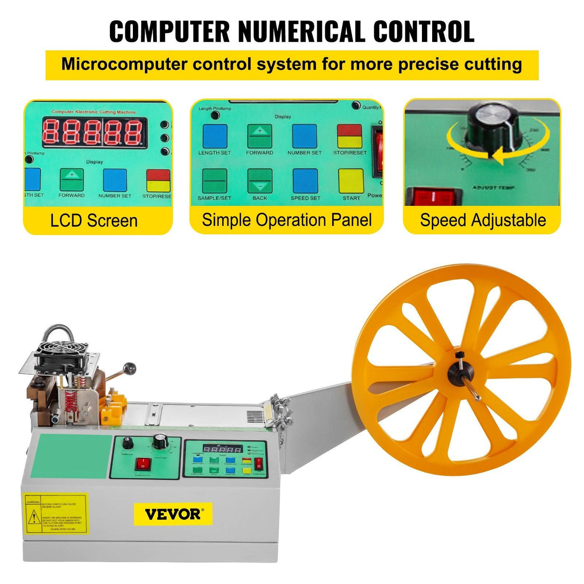 Automatic Hot and Cold Tape Cutting Machine 440W 350°C Zipper Braided Tape Ribbon Cutter 100mm Metal Strip Precise Digital Belt Cutter for Nylon Plastic