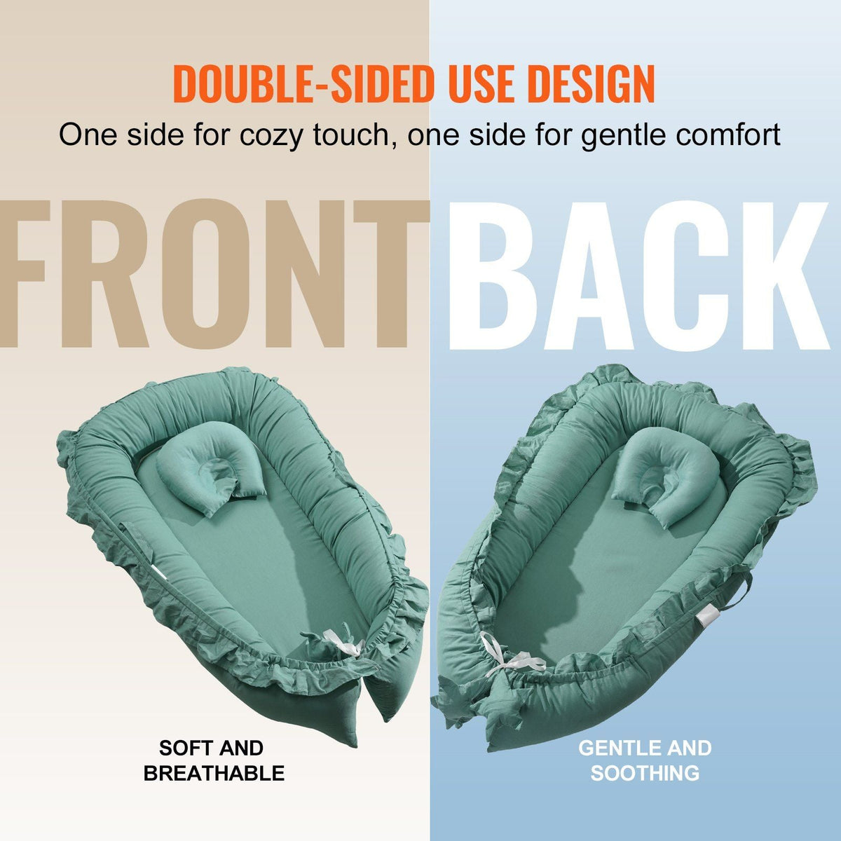 Baby Infant Lounger 100% Cotton Soft Newborn Nest Sleeper with Headrest